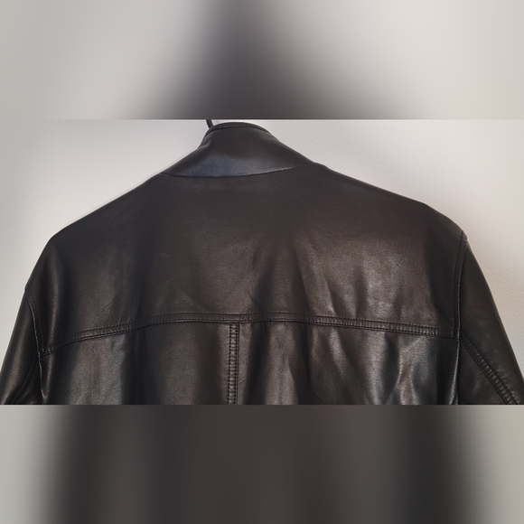 Calvin Klein Black Leather Bomber Jacket - Picture 9 of 12